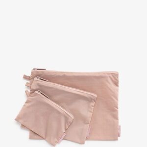 Calpak Pink 3-Piece Cosmetic Pouch Set